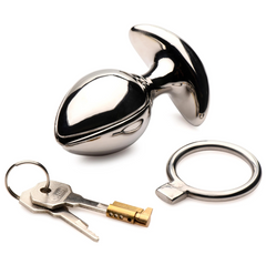 Master Series Ass Vault shown closed with two keys and brass padlock on white background