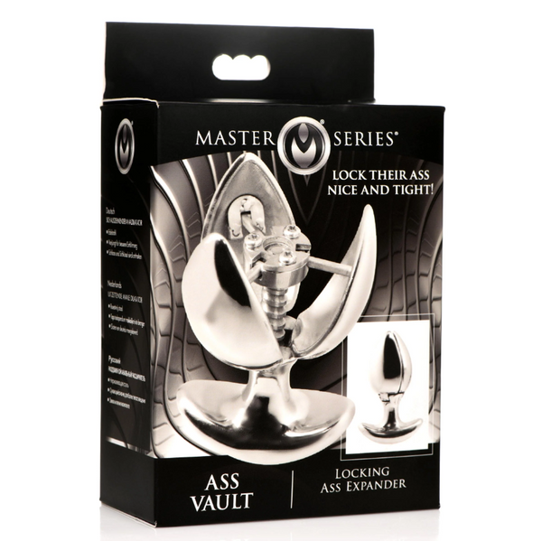 Master Series Ass Vault retail box showing product name, open plug image, and key accessories