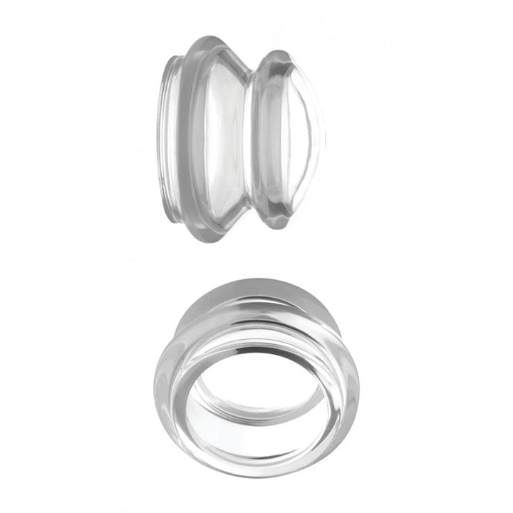 Master Series Clear Plungers silicone nipple suckers shown front view, transparent flexible design