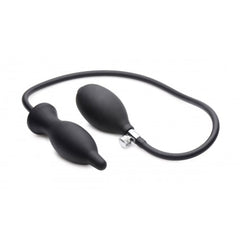 Master Series Dark Inflator inflatable silicone anal plug with hand pump bulb and tubing