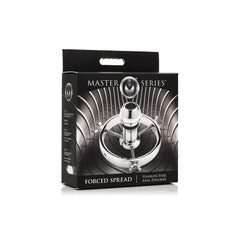 Master Series Forced Spread Stainless Steel Anal Explorer shown in its retail packaging box