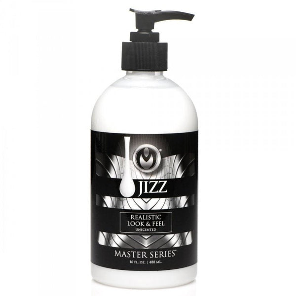 Master Series Jizz 16oz water-based lubricant in clear pump bottle with black label