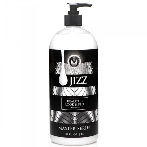 Master Series Jizz 34oz water-based lubricant in white pump bottle with black label