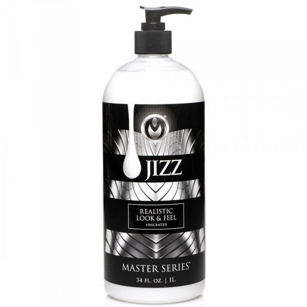 Master Series Jizz 34oz water-based lubricant in white pump bottle with black label