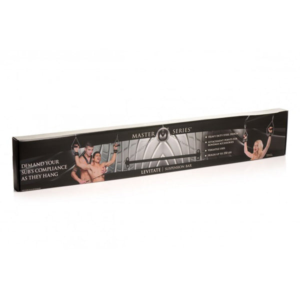 Master Series Levitate Suspension Bar retail packaging showing product name and feature list