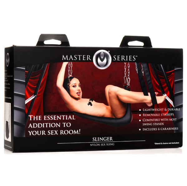 Master Series Slinger retail box listing lightweight build and six included carabiners