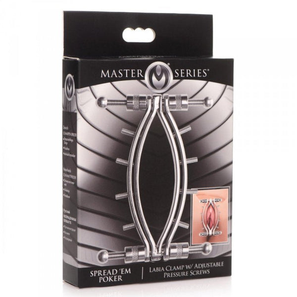 Master Series Spread 'Em Poker labia clamp in retail box with product image on front