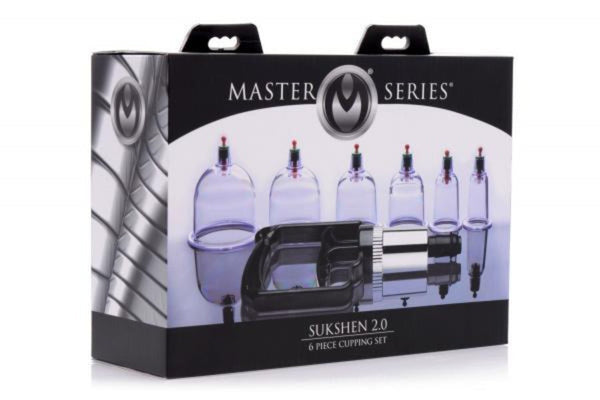 Master Series Sukshen 2.0 6-piece cupping set in black retail box with clear cups visible