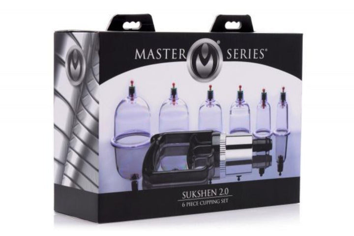 Master Series Sukshen 2.0 6-piece cupping set in black retail box with clear cups visible