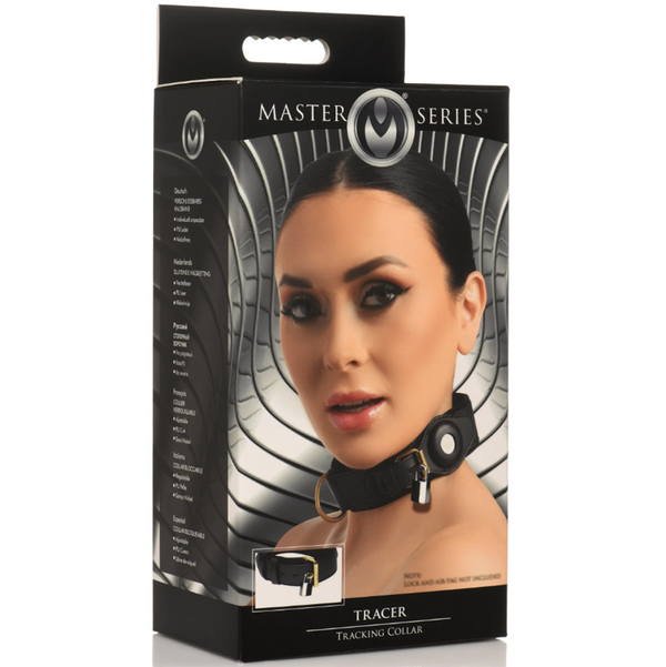 Master Series Tracer Tracking Collar retail packaging box with product image and feature list on front