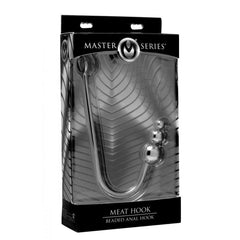 Meat Hook beaded anal hook in black retail packaging showing product details