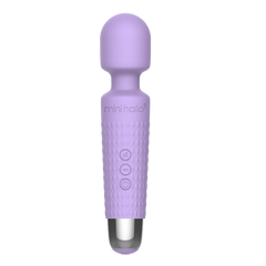 Mini Halo lilac wand vibrator with textured silicone grip and rounded massage head