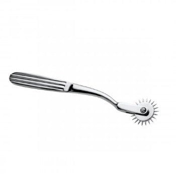Mistress Isabella Wartenburg Wheel with ribbed stainless steel handle and spiked rolling wheel