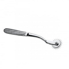 Mistress Isabella Wartenburg Wheel with ribbed stainless steel handle and spiked rolling wheel