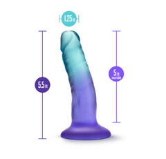 Morning Dew dildo dimensions shown: 5.5 in total, 5 in insertable, 1.25 in diameter