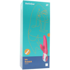 Mr. Rabbit vibrator packaging by Satisfyer, teal box with product name and pink device shown