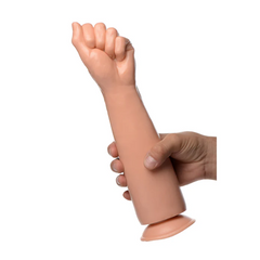 MS Fisto Clenched Fist Dildo held at base, revealing suction cup and realistic arm shape
