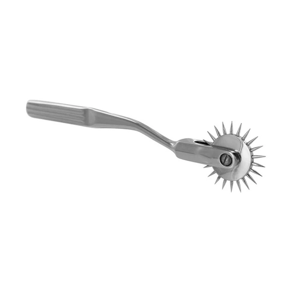 MS Odax Sensation Wheel with stainless steel spiked roller and ribbed handle, side view
