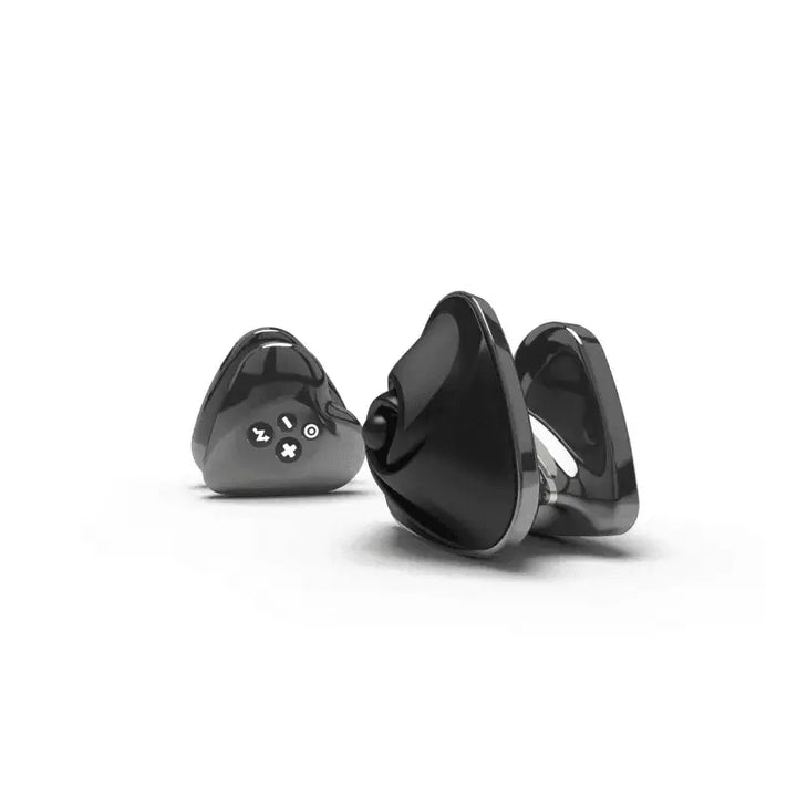 Mystim Heart's Desire eStim lay-on vibrator in glossy black, two-piece front view