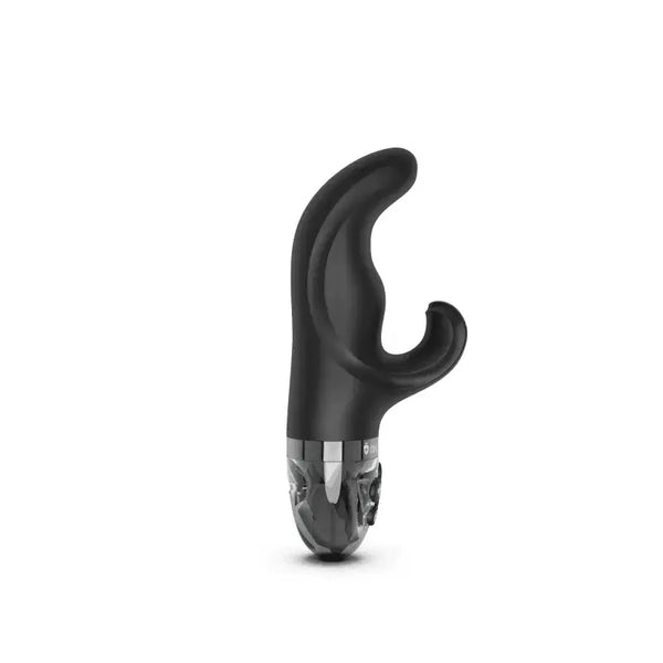 Mystim Hop Hop Bob eStim Vibrator in black silicone with curved dual-stimulation design