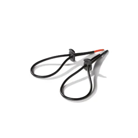 Mystim Rodeo Robin black silicone penis strap set with red accent, shown unpackaged