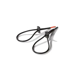 Mystim Rodeo Robin black silicone penis strap set with red accent, shown unpackaged