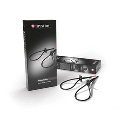 Mystim Rodeo Robin strap set displayed beside front and back packaging panels