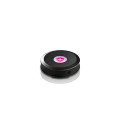 Mystim Sultry Sub e-stim receiver puck in matte black with pink logo badge
