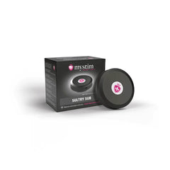 Mystim Sultry Sub remote-controlled e-stim device beside its black retail box