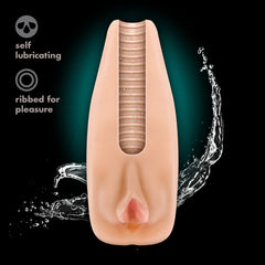 Natasha soft stroker cross-section revealing ribbed internal canal with self-lubricating texture