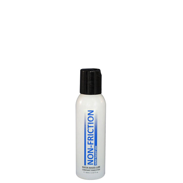 Non-Friction Water Based Lube 2 oz white bottle with black flip-top cap