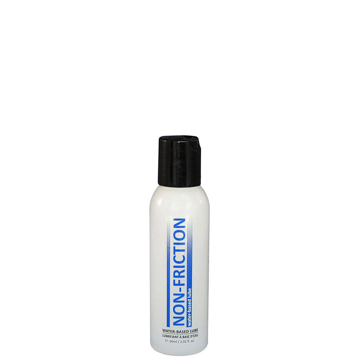 Non-Friction Water Based Lube 2 oz white bottle with black flip-top cap