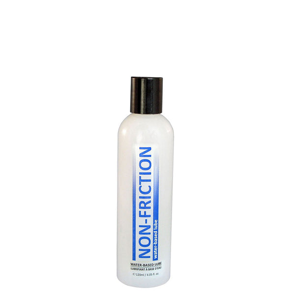 Non-Friction Water Based Lube 4 oz white bottle with black flip cap, 120ml