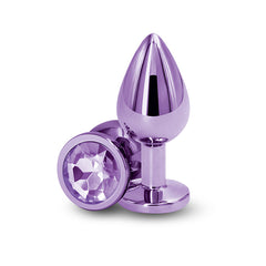 NS Novelties Rear Assets Medium anal plug in purple aluminum with lavender crystal base