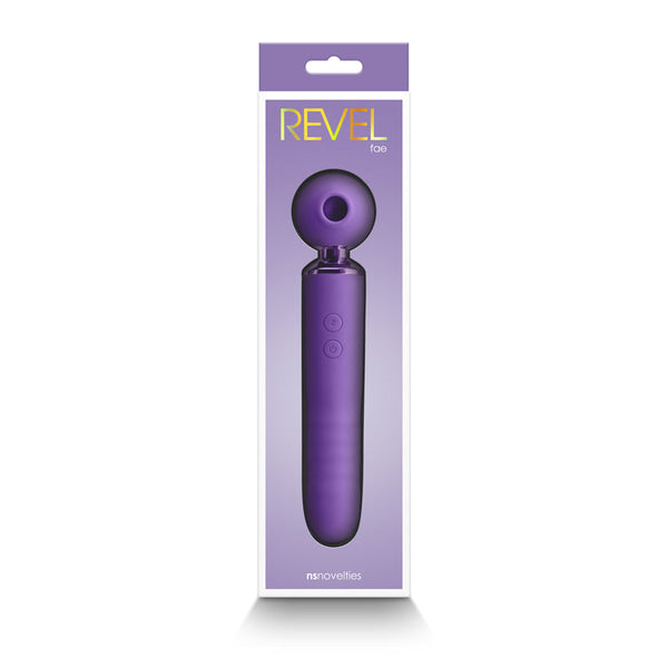 NS Novelties Revel Fae purple wand in full packaging showing product scale and design