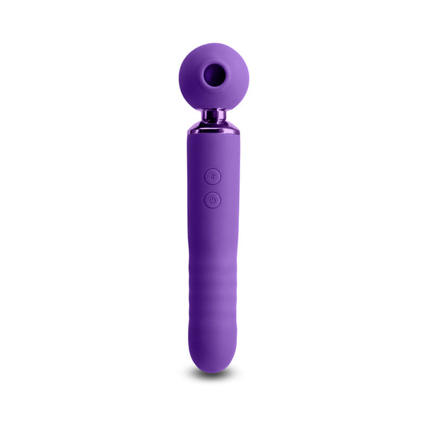 NS Novelties Revel Fae purple wand vibrator with suction head and two control buttons