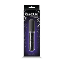 NS Novelties Stardust Charm black bullet vibrator shown in star-themed retail packaging
