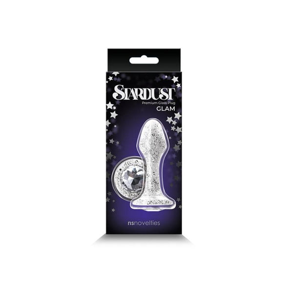NS Novelties Stardust Glam premium glass plug shown in black retail packaging