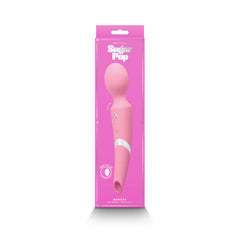NS Novelties Sugar Pop Aurora air pulse wand massager shown in pink retail packaging
