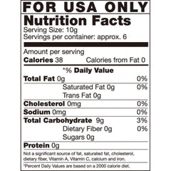 Nutrition facts label for Candy Nipple Tassels showing 38 calories per 10g serving, approx 6 servings