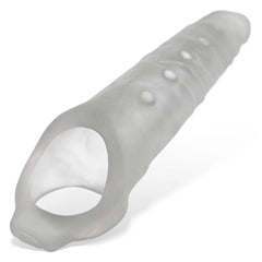 Close-up of open base entry on clear Snake cocksheath showing soft flexible material