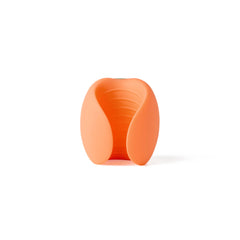Open interior view of the Peach Emoji Stroker revealing ribbed silicone stimulation sleeve