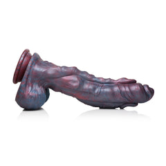 Opposite side angle of Hydra silicone dildo revealing full-length surface texture detail