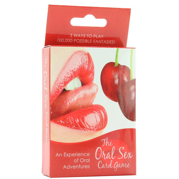 The Oral Sex Card Game box front by Kheper Games, red packaging with lips and cherry graphic