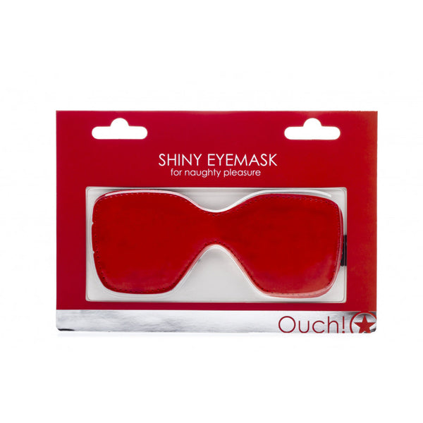 Ouch! Shiny Eyemask in red glossy finish shown in branded retail packaging