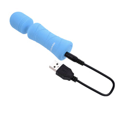 Out of the Blue mini wand with USB charging cable attached to the base