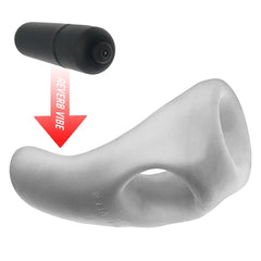Overhead angle of BUZZFUCK taint sling with Reverb Vibe bullet hovering above insertion point