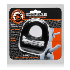Oxballs 360 2-Way Cockring and Ballsling in black FLEXtpr, front packaging view