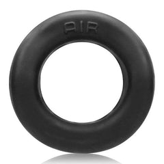 Oxballs AIR cock ring in black, smooth silicone-blend exterior with embossed logo