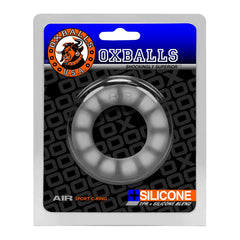 Oxballs Air Sport C-ring in smoke grey silicone-blend TPR with vented texture, in packaging
